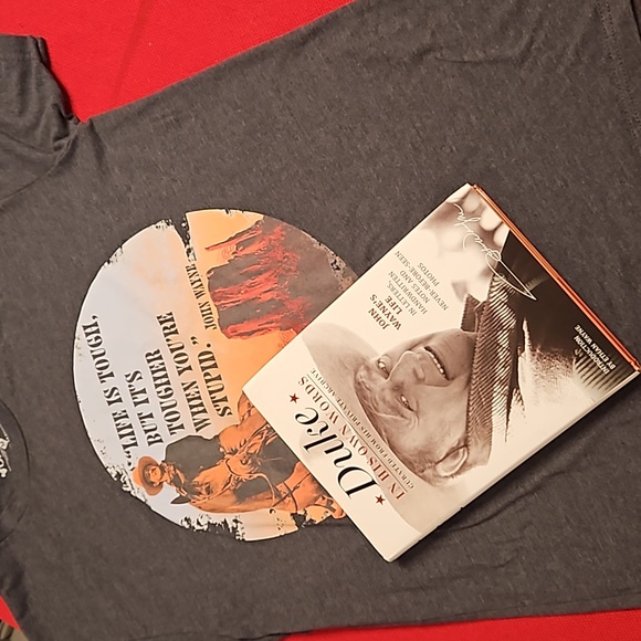 DUKE in his own words book 2015 John Wayne quote graphic tee Med. BOOK AND SHIRT - Picture 6 of 12
